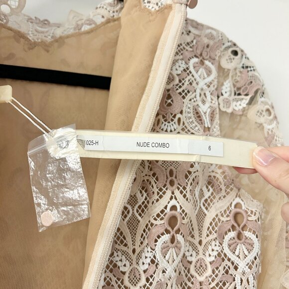 Jonathan Simkhai Natural Tulle-paneled Guipure Lace Mini Dress Nude Combo 6  NWT - Picture 16 of 16